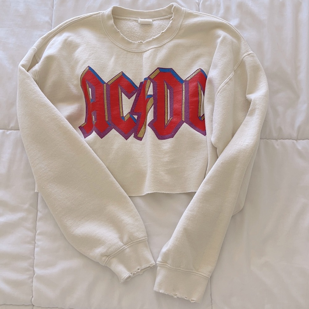 Madeworn AC/DC Crop Sweatshirt Size Small